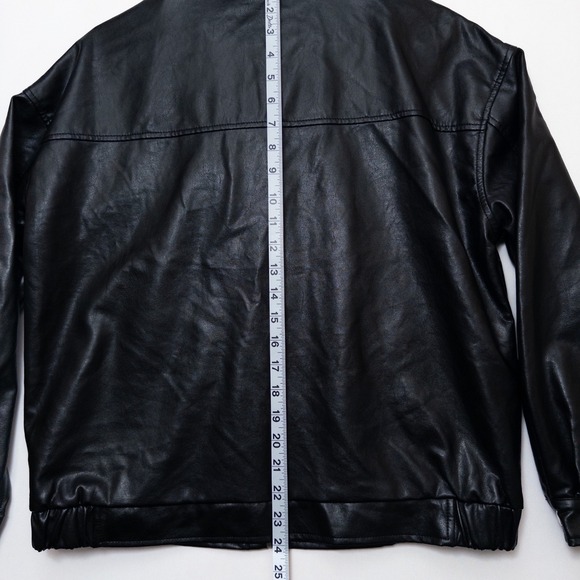 SHEIN XS Women's Jacket Black Faux Leather Zip Front Biker Moto Coat - Picture 10 of 13